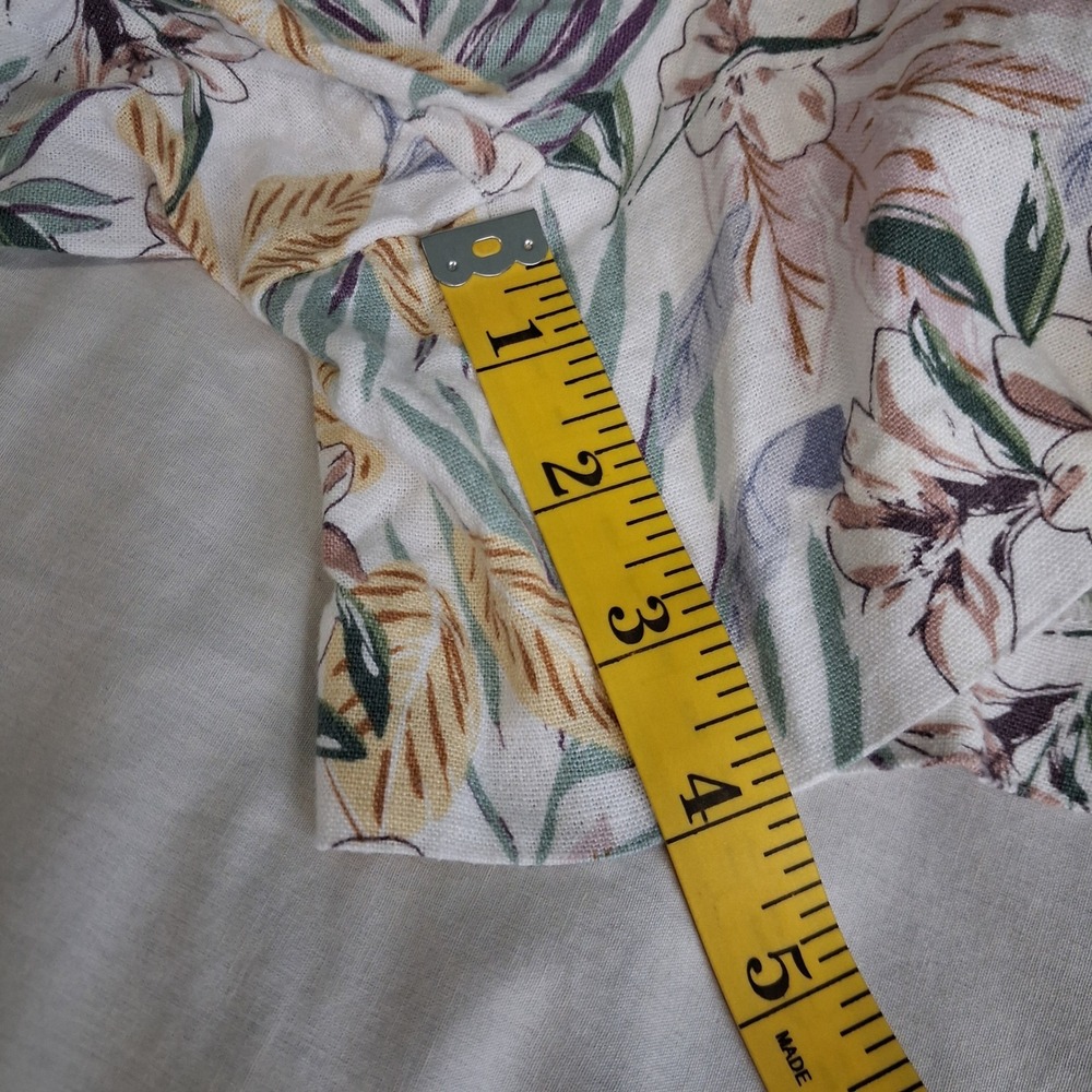 C&C California Tropical‎ Floral Linen Blend Shorts High Waist Tie Belt White 10 - Picture 7 of 12